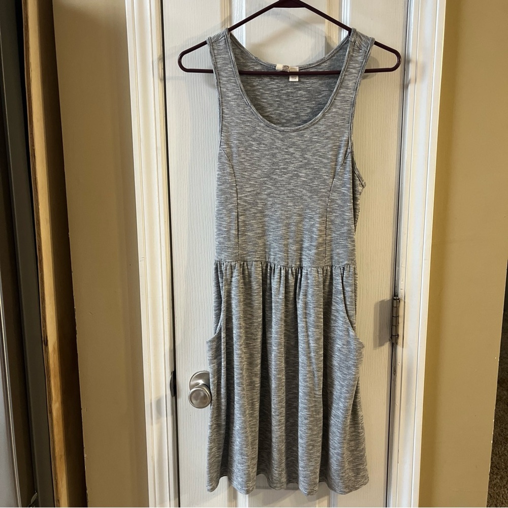 Anthropologie Francesca's Birdcage Tank Dress Womens Small Stretch Gray Pockets